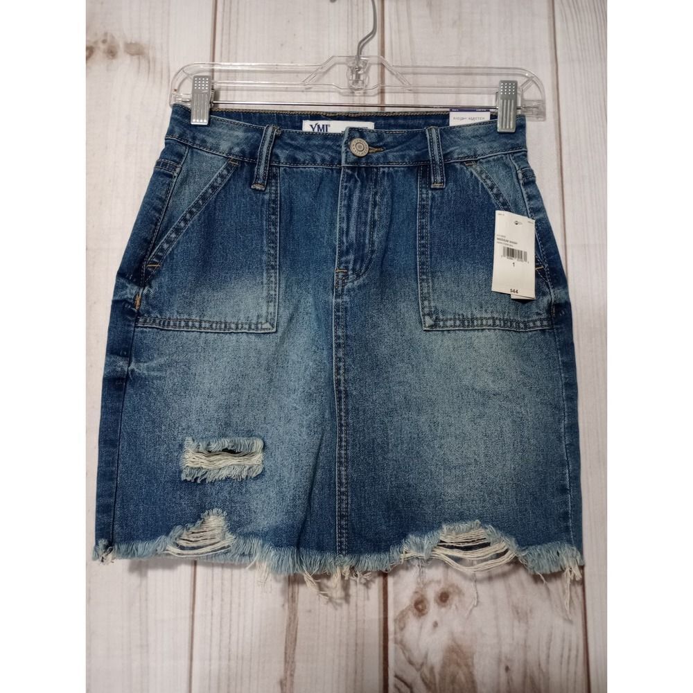 YMI Skirt Ladies 1 25 Denim Distressed
